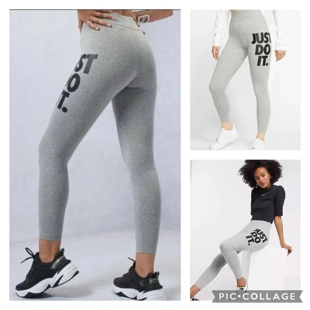 Nike Gray 'Just Do It' High-Waist Leggings